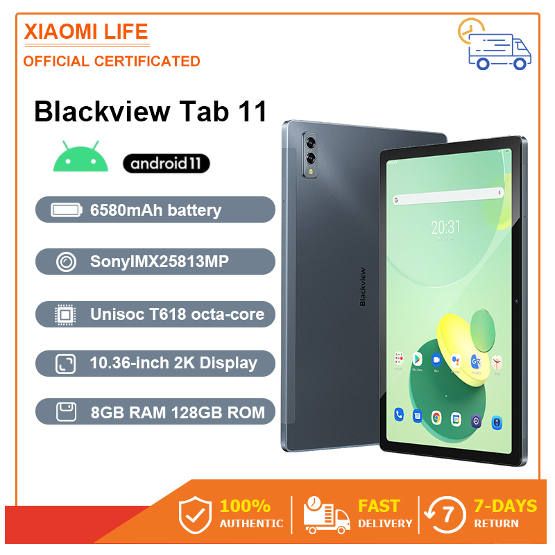 *ผ่อน 0%* Blackview Tab 11(รองรับ SIM +TF card) แบตเตอรี่ 6580mAh Tablet แท็บเล็ต Android แท็บเล็ตเกมมิ่ง พร้อม 8GB + 128GB, หน้าจอ Full HD 2K 10.5 นิ้ว 5G WiFi-Warranty 1 year laptop