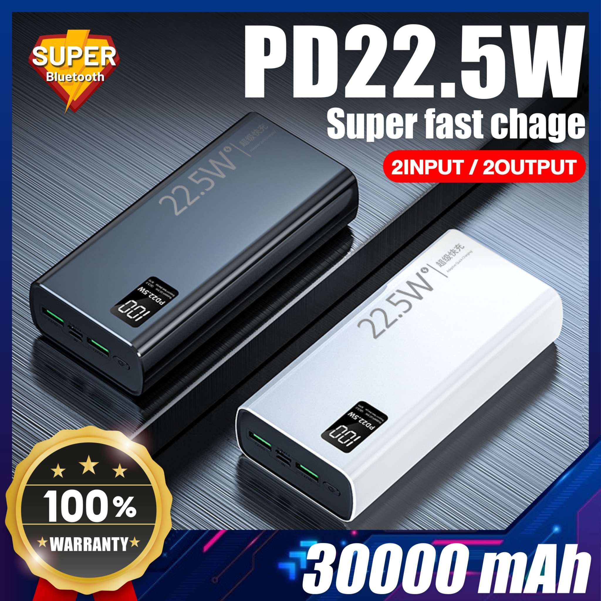 Powerbank PD fast charge 22.5W 30000mAh รุ่น K8 ชาร์จเร็ว มีช่อง TypeC ...