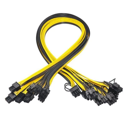 10Pcs 16AWG 6 Pin PCI-E to 8 Pin (6+2) PCI-E (Male to Male) GPU Power Cable for HP Server Breakout Board for Mining