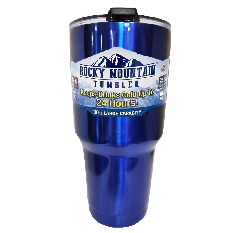 Rocky Mountain แก้วเก็บความเย็น ของแท้ ปลอดสารพิษ เก็บความเย็นได้นาน 24 ชั่วโมง ขนาด 30 ออนซ์ (พร้อมฝา) รับประกันคุณภาพ สี น้ำเงินเข้ม