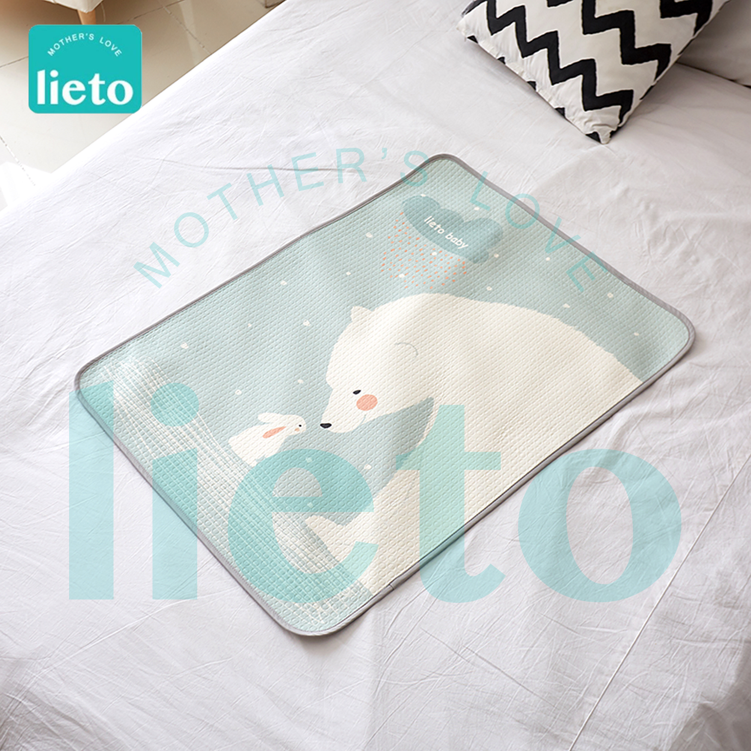 Lieto ผ้ารองฉี่เด็ก ผ้ารองที่นอนเด็กแบบกันน้ำ Organic Cotton 100% ลาย Mintbear