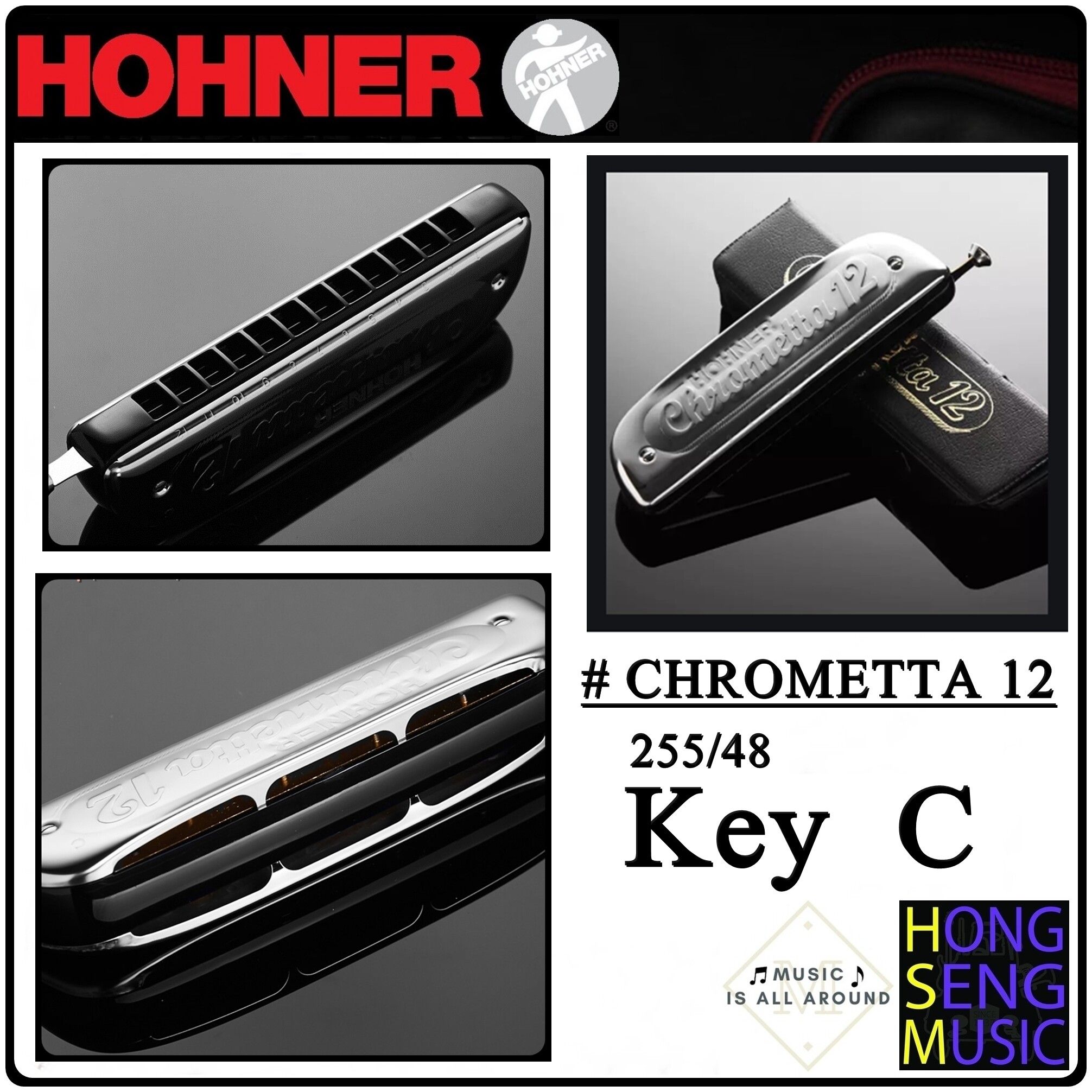 ฮาร์โมนิก้า(เม้าท์ออร์แกน) Hohner รุ่น Chrometta12  Key C  255/48