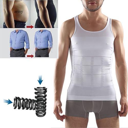 Men's Slimming Body Shaper Vest – Firm Compression Tummy Control Tank Top, Black/White