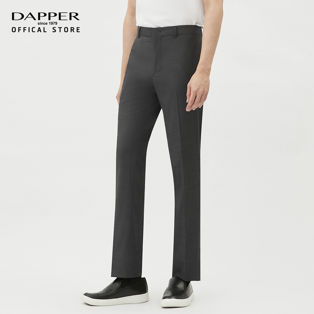 DAPPER กางเกงทำงาน Textured Essential Stretch ทรง Regular-Fit สีดำ ...