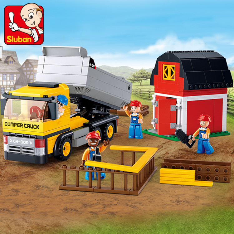 ProudNada Toys ของเล่นเด็ก ตัวต่อเลโก้ เลโก้ รถดั๊ม รถก่อสร้าง ฟาร์ม Sluban 384 PCS B0552