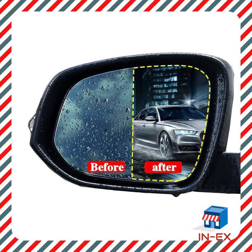 INEX-ใหญ่เต็มกระจก 2 ชิ้น-เซ็ต Anti Fog ฟิลม์กระจกมองข้าง กระจกมองหลังป้องกันฟิล์มกันน้ำกันฝนรถ ขนาดใหญ่เต็มกระจก