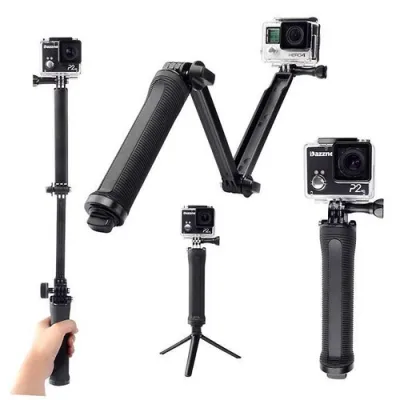 3 Way ไม้ Gopro ไม้เซลฟี่ กล้อง Action Camera ไม้เซลฟี่ SelfieStick ไม้3way สำหรับกล้อง Actioncam Selfie Monopod tripod