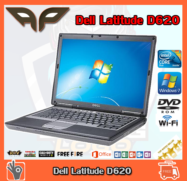 โน๊คบุ๊คมือสอง Notebook Dell Latitude D620  Core2 Duo 1.58GHz Ram 2G  HDD 160 G  DVD WIFI ขนาดจอ 14 นิ้ว แบตเก็บไฟ เร็วแรง  ใช้งานทั่วไป ทำงานออฟฟิศ เล่นเน็ต เฟสบุ๊ค ไลน์