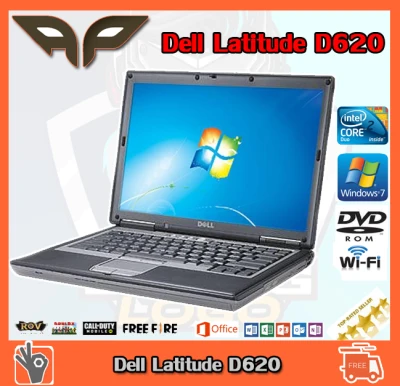 โน๊คบุ๊คมือสอง Notebook Dell Latitude D620 Core2 Duo 1.58GHz Ram 2G HDD 160 G DVD WIFI ขนาดจอ 14 นิ้ว แบตเก็บไฟ เร็วแรง ใช้งานทั่วไป ทำงานออฟฟิศ เล่นเน็ต เฟสบุ๊ค ไลน์