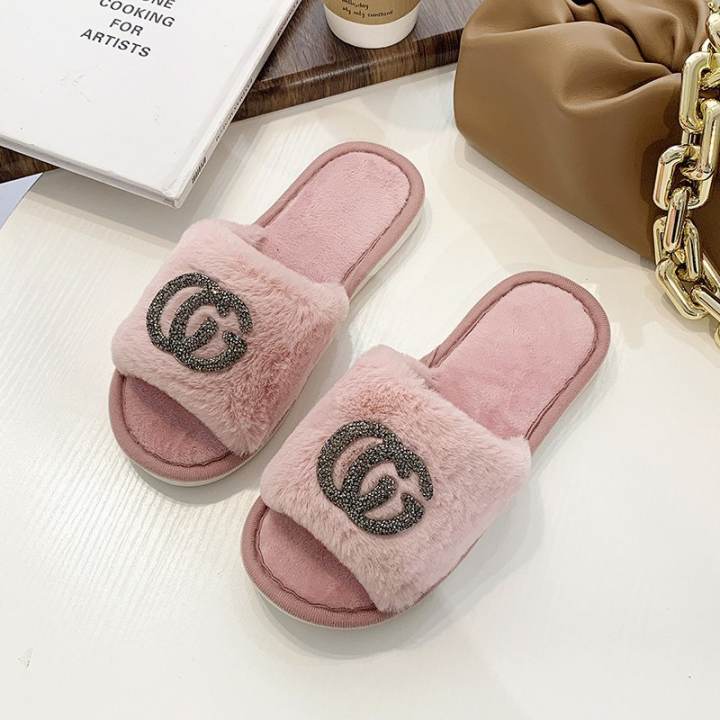 chanel slippers fluffy