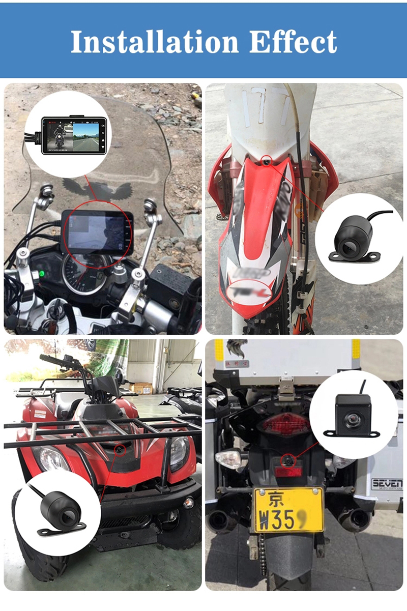 Motorcycle Adb Camera 720P Motorbike Dash Cam Night Version 3” LCD Motorbike Recorder ...