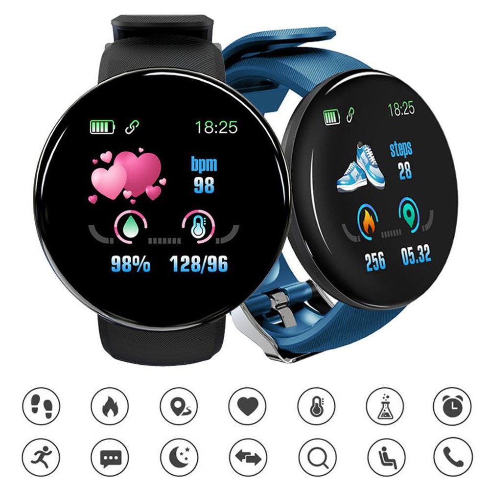สร้อยข้อมือกีฬา 
สายรัดข้อมือ 
การเคลื่อนไหว卐✳❉  D18 smart watch สร้อยข้อมือสมาร์ทติดตามสุขภาพกีฬากลางแจ้งข้อมูล push เข้ากันได้ ios Android ดูสมาร์ท