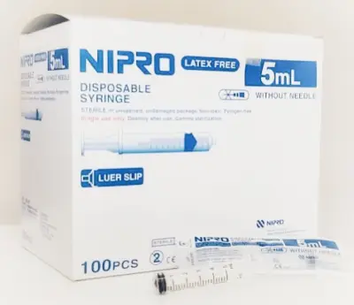ไซริงค์ SYRINGE NIPRO 5 ML. ไม่มีเข็มฉีดยา 100 ชิ้น