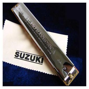 SUZUKI Study-24 ฮาร์โมนิก้าซูซูกิสีเงิน ฮาโมนิก้าคีย์Cเม้าออแกนขนาด24ช่อง เมาท์ออแกน SILVER Harmonica 24-Hole Tremolo