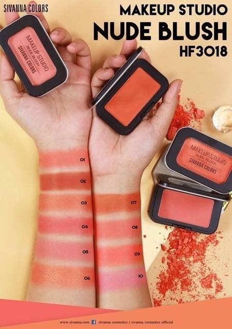 #HF3018 บลัชออนซิวานน่า  Sivanna Makeup Studio Nude Blush 5g.บลัชออนที่มีเม็ดสีเด่นชัด ติดทน เนื้อเนียนละเอียด มี 10 เฉดสีให้เลือก