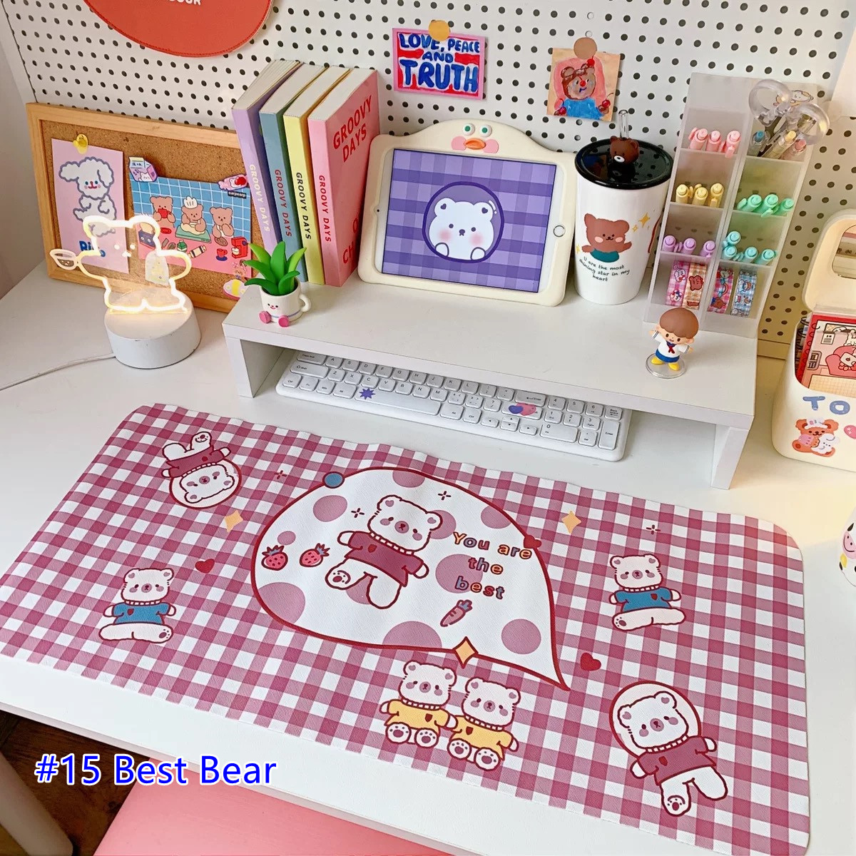 Big Size Mouse pad แผ่นรองเมาส์_Cuteness สี #15 Best Bear สี #15 Best Bear