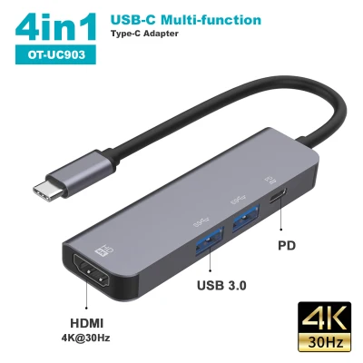 USB Type C Hub 4 In 1อะแดปเตอร์USB CถึงUSB 3.0ตัวแปลงHDMI 4พอร์ตเครื่องอ่านเร็วสูง