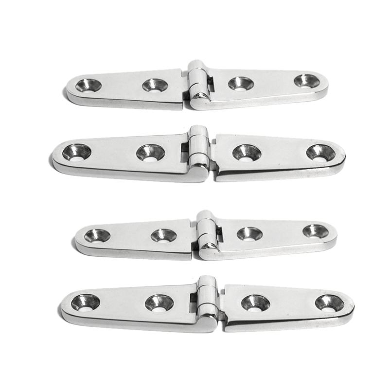 4Pcs 316 Stainless Steel Marine Boat Strap Hinges with 4 Holes Heavy Duty Mirror Polish Door Strap Hinge Accessories