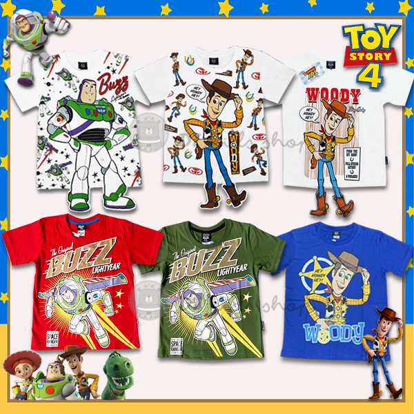 เสื้อยืดเด็กลายการ์ตูนลิขสิทธิ์แท้ Toy Story, Buzz Light Year เสื้อยืดคุณภาพ นุ่มสวมใส่สบาย สำหรับเด็กเล็กเด็กโต