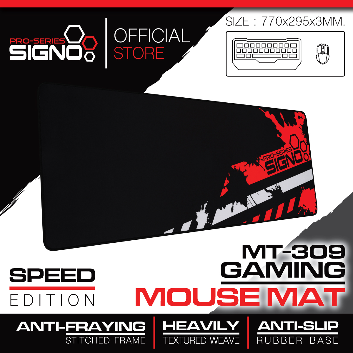 SIGNO Gaming Mouse Mat รุ่น MT-309 (Speed Edition) (แผ่นรองเมาส์ เกมส์มิ่ง)