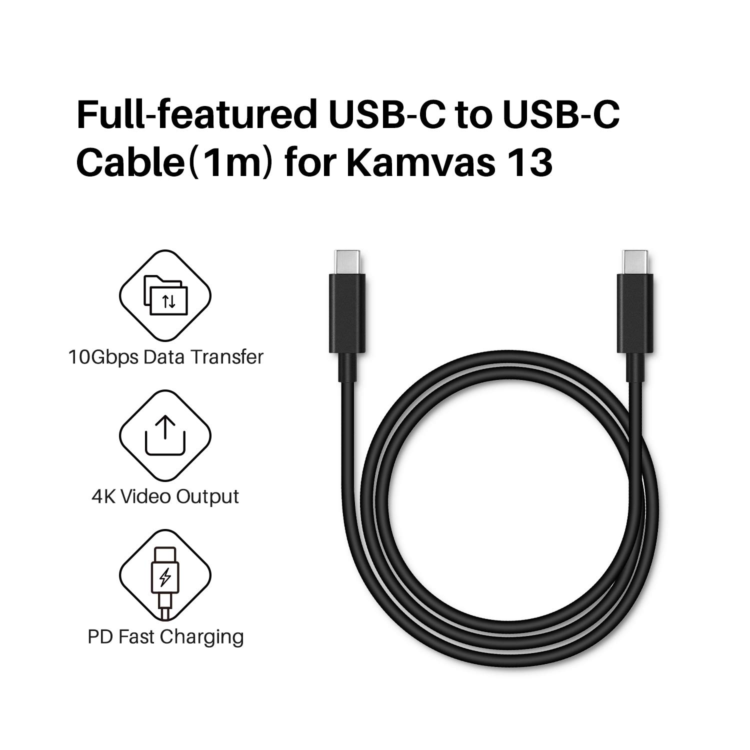 Huion Full-Featured Type-C Cable USB-C To USB-C Cable(3.2FT) USB-C To ...