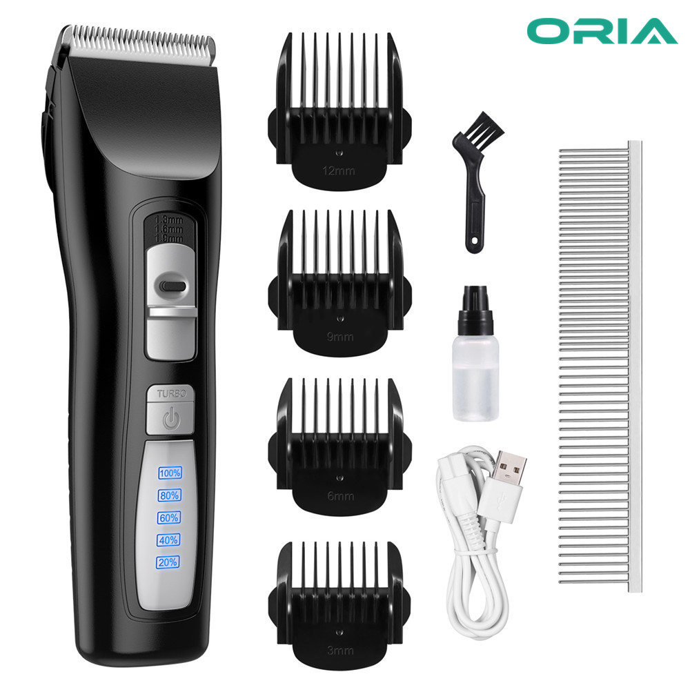 ORIA Electric Cat Dog Clipper 2 Speed Cordless Pet Hair Trimmer USB Rechargeable Grooming Kit Low Noise Shaver for Small and Large Dogs and Cats