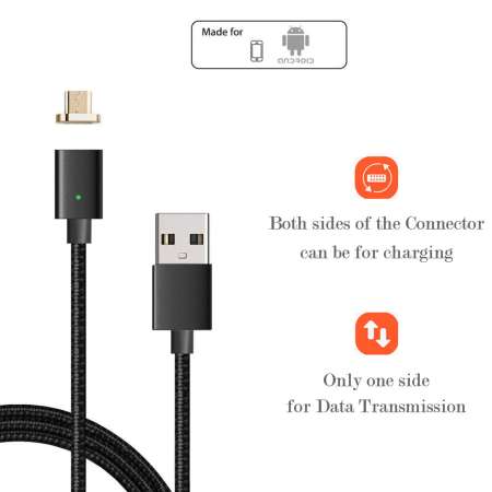 Magnetic CABLE 3 PACK 3rd Generation 1.5 เมตร USB 2.0 แม่เหล็กอะแดปเตอร์เคเบิ้ลรถยนต์ 1 IOS Connector และ 1 Micro - ขั้วต่อ USB เข้ากันได้กับทั้ง Android Smartphone และ iPhone - INTL