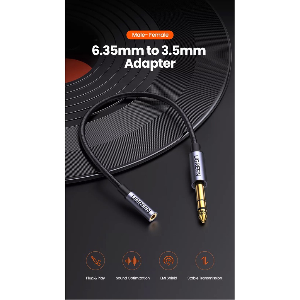 ลดราคา UGREEN (0.3m,20498) 6.5mm to 3.5mm Headphone Adapter TRS 6.35mm Stereo Jack Audio Adapter for Amplifiers Guitar #ค้นหาเพิ่มเติม Disk Hard Disk Drive Case Lan Network Ethernet Adapter Micro USB Cable Adapter