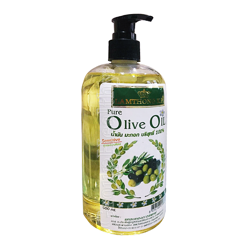 Pure O live Oil น้ำมันมะกอกบริสุทธิ์ 100% ใช้นวดผิวทั่วร่างกายเพื่อความผ่อนคลาย บำรุงผิว (หัวปั้ม)500 ML.1 ขวด