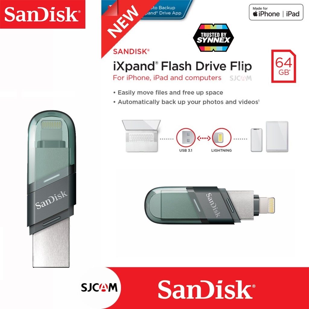 SanDisk iXpand Flash Drive Flip 64GB for iPhone and iPad OTG (SDIX90N-064G-GN6NN) แฟลตไดฟ์ โอนย้ายข้อมูล โทรศัพท์ ไอโฟน