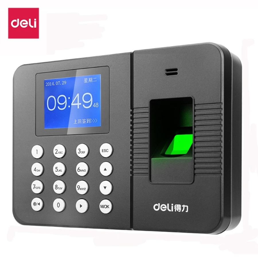 Deli เครื่องตอกบัตร เครื่องสแกนลายนิ้วมือ เครื่องสแกนนิ้วมือลงเวลา การจดจำลายนิ้วมืออย่างรวดเร็ว เครื่องสแกนนิ้วมือ Attendance Machine ราคา 2,158 บาท*ส่งฟรี
