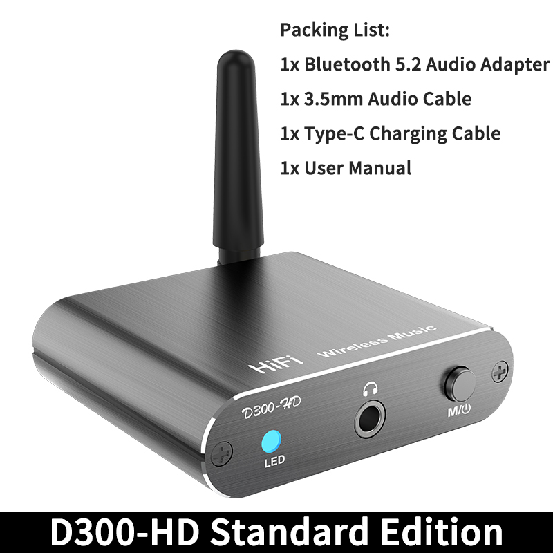 APTXHD Bluetooth 5.2เครื่องรับสัญญาณเสียง Hifi สเตอริโอเพลง