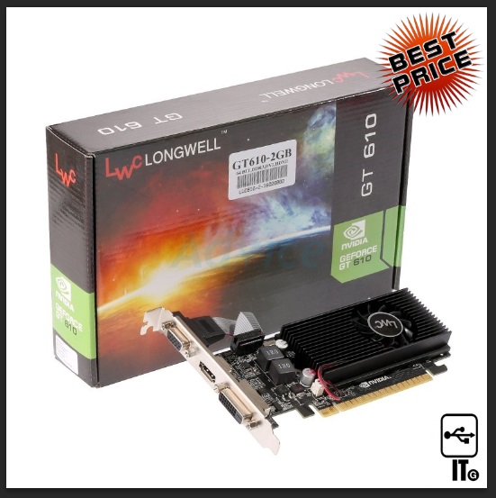 2GB DDR3 GT610 LongWell การ์ดจอ HDMI with 1080p output support ประกัน 3Y