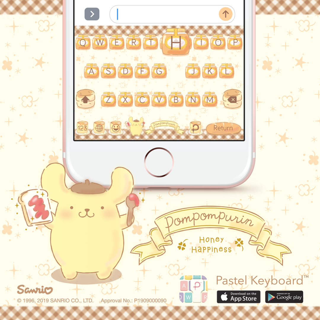 Pompompurin Honey Happiness Keyboard Theme⎮ Sanrio (E-Voucher) for Pastel Keyboard App