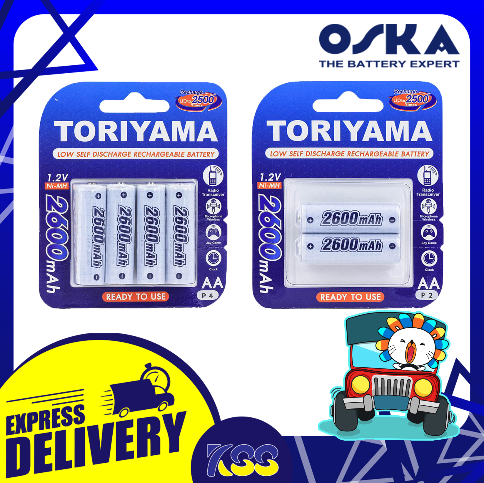 ถ่านชาร์จ แบตเตอรี่ชาร์จ Toriyama ขนาด Aa 2600mah 1 2ni Mh Low Self