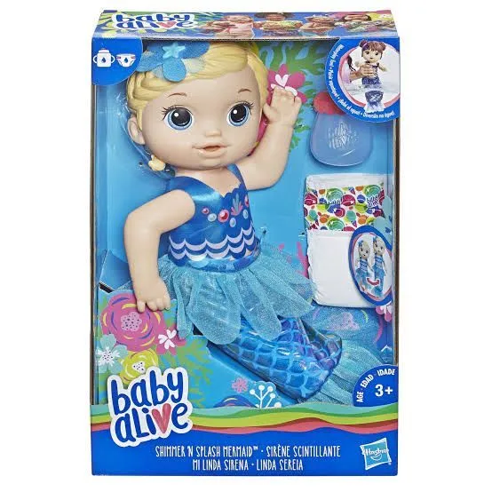 BABY ALIVE SHIMMER N SPLASH MERMAID BLONDE HAIR ของแท้ ของเล่น ตุ๊กตา เบบี้ อไลฟ์ เบบี้ อะไลฟ์