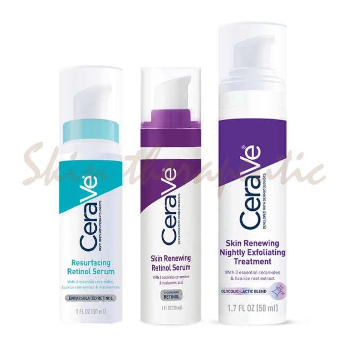 พร้อมส่ง** CeraVe Resurfacing Retinol & skin renewing retinol serum & Renewing Glycolic Nightly
