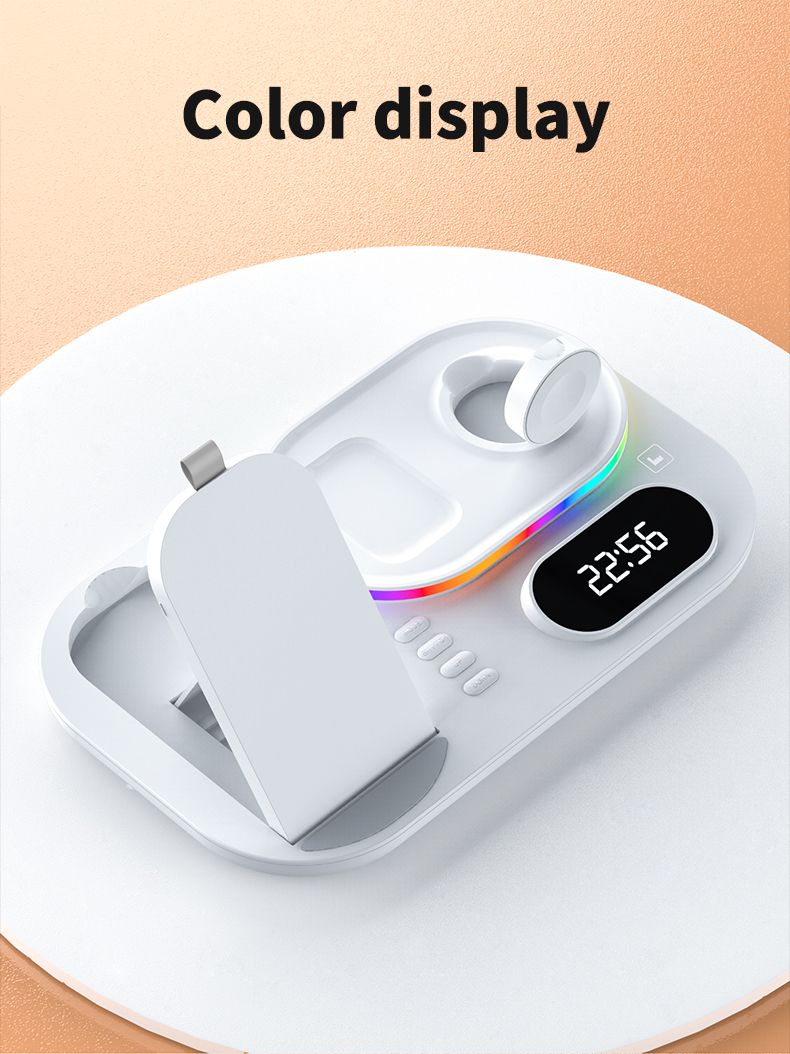 แท่นชาร์จไร้สาย A06 4 In 1 RGB LED Wireless Charging Station QI Fast