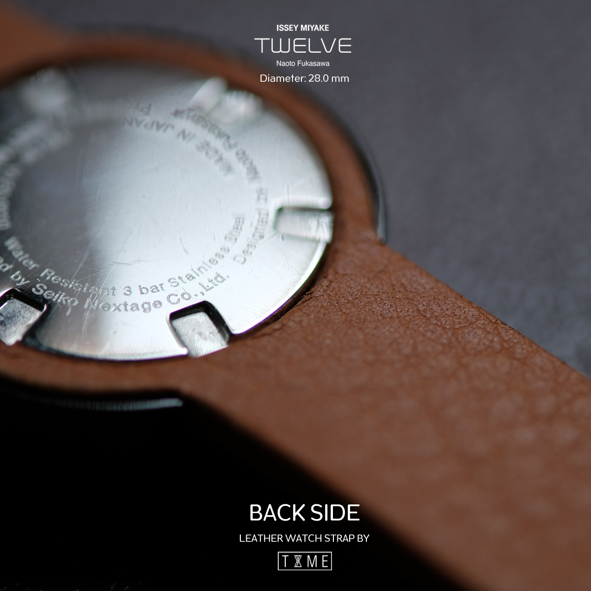สายนาฬิกาหนังแท้ แฮนด์เมด สำหรับรุ่นissey miyake watch