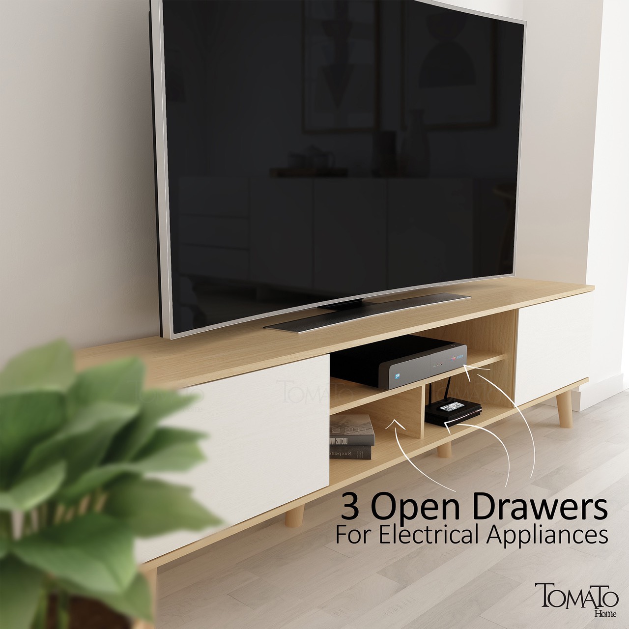 ชั้นวางทีวี 75 นิ้ว Miller TV cabinet ขนาด กว้าง180 ลึก35 สูง48.5cm สวยหรูเกินราคา เก็บและวางของได้เยอะ มีช่องเก็บของ 5 ช่อง Modern design คุณภาพส่งออกยุโรป