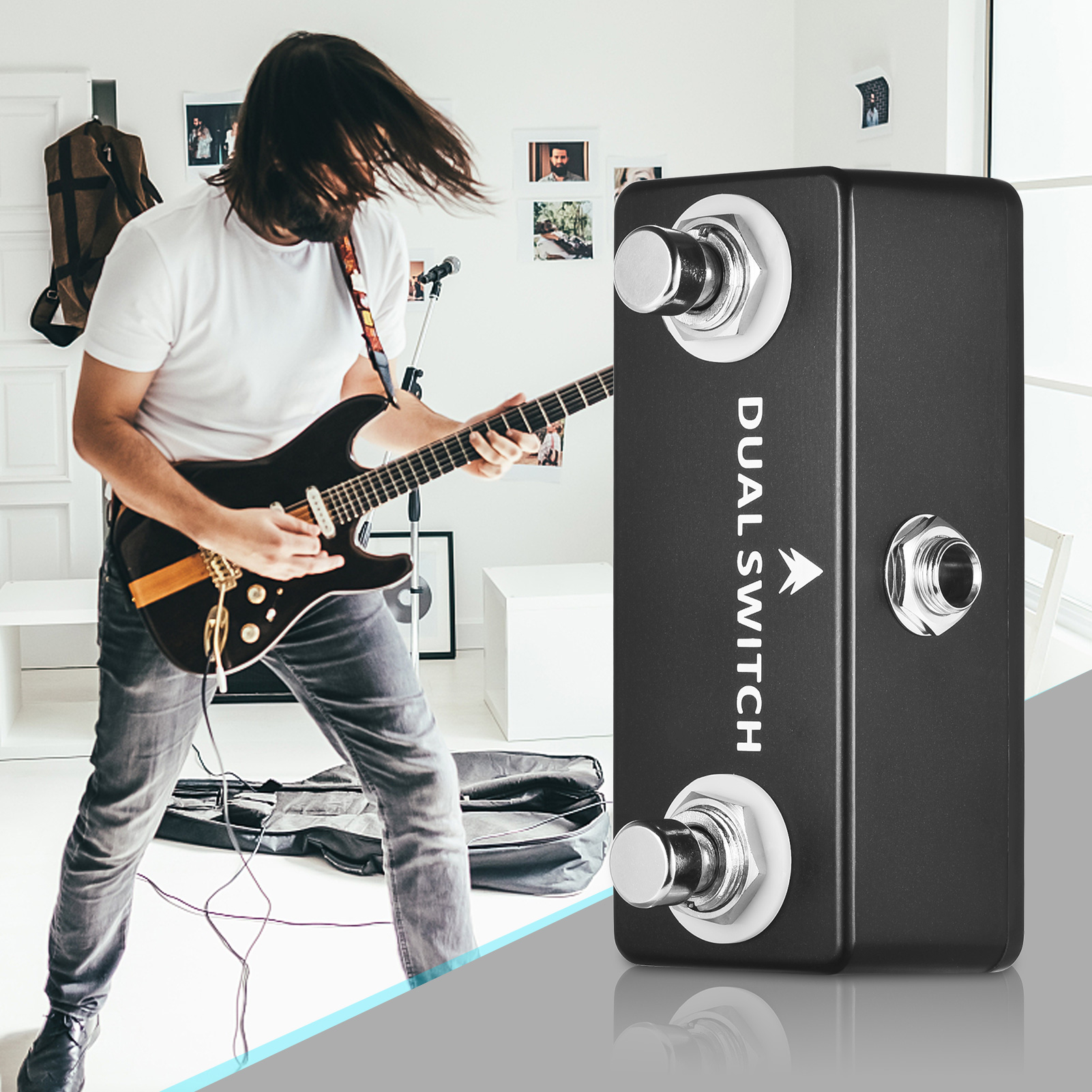 [okoogee]【Hot Sale】MOSKY DUAL SWITCH Dual Footswitch Foot Switch Pedal Full Metal Shell