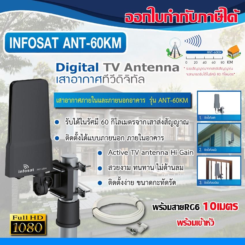 เสาอากาศทีวีดิจิตอล INFOSAT ANT-60KM พร้อมสาย10เมตร
