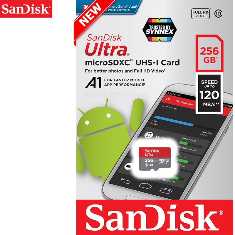 ภาพหน้าปกสินค้าSanDisk Ultra MicroSD Card Class10 A1 256GB อ่าน 120 MB/s (SDSQUA4-256G-GN6MN) Memory เมมโมรี่ ไมโครเอสดี การ์ด แซนดิส จาก ซินเน็ค รองรับ โทรศัพท์ มือถือ Android Samsung H จากร้าน SJCAMOfficialStore บน Lazada