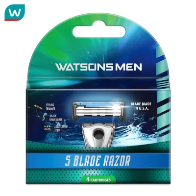Watsons Men 5 Blade Razor 4 Cartridges.