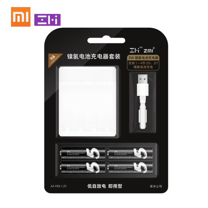 Bộ Sạc Pin Xiaomi ZMI Ni-MH Cho AAA AA Z15 Z17 4 Khe Sạc Thùng Ắc Quy Thông Minh Đa Chức Năng Di Động 1700MAh