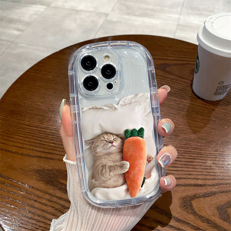 Ốp Điện Thoại TPU Silicone Mềm Trong Suốt Chống Sốc In Hình Mèo Đang Ngủ Cho IPhone 11 14 13 12 Pro XS Max X XR 8 + 7 Plus