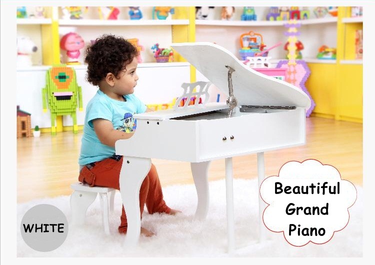 เปียโนเด็ก Grand Piano แกรนด์เปียโน เปียโนไม้ เล่นได้จริง ขนาดเหมาะกับเด็ก พร้อมเก้าอี้ เสริมทักษะดน