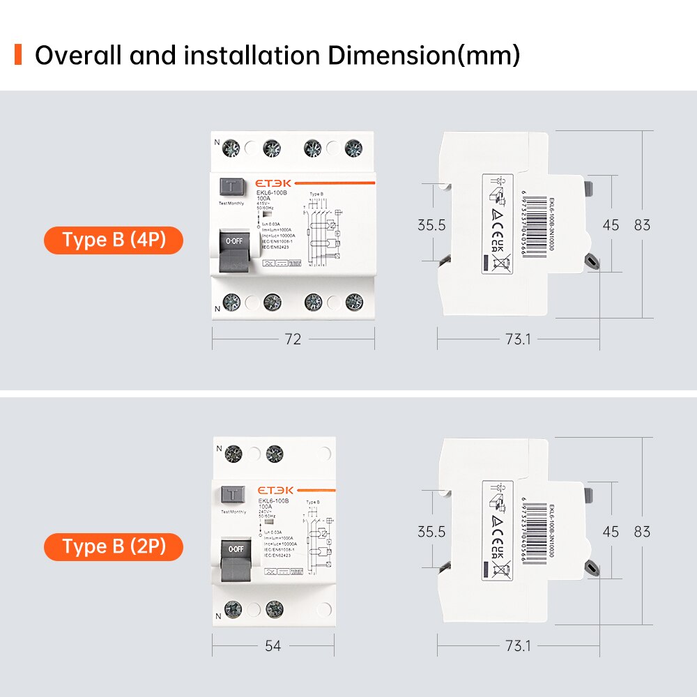 เบรกเกอร์ RCCB Type B สำหรับรถ EV Circuit Breaker 2P 4P พร้อมส่งจากไทย ...