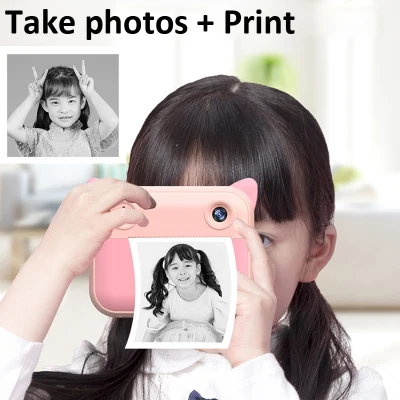 Children Camera Instant Print Camera For Kids 1080P Digital Camera With Thermal Photo Paper Child Toy Camera For Christmas Gifts