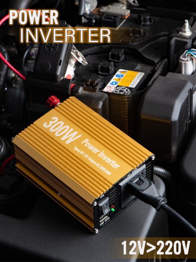 Power Inverter ตัวแปลงไฟรถเป็นไฟบ้าน 300W และแปลงไฟจากแผงโซล่าเซลล์เป็นไฟบ้าน